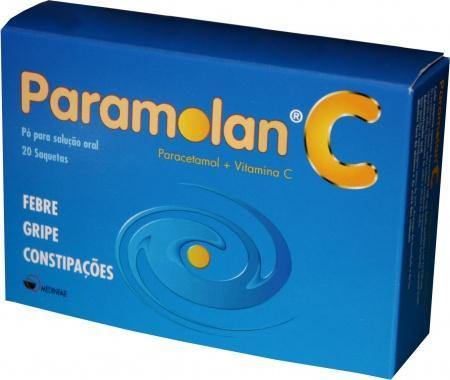 Paramolan C, 500/250 mg x 20 pó sol oral saq - Farmácia Saldanha
