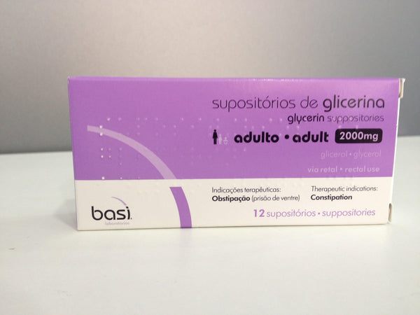 Supositórios de Glicerina Adulto, 2000 mg x 12 sup - Farmácia Saldanha