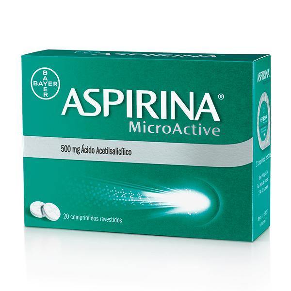 Aspirina Microactive, 500 mg x 20 comp rev - Farmácia Saldanha