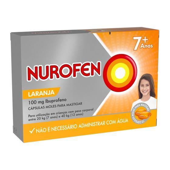 Nurofen, 100 mg x 12 cáps mole p/mastigar - Farmácia Saldanha
